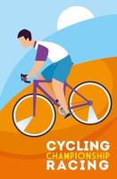 cycling championship racing poster with man in bike vector