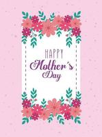 happy mother day card with cute flowers decoration vector