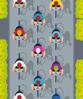 view aerial of group cyclists in championship vector