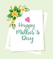 happy mother day card with cute flowers decoration vector