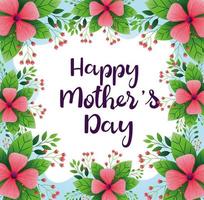 happy mother day card with frame of flowers decoration vector