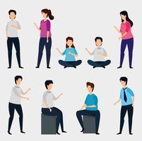 group of business people avatar characters vector