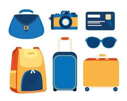 set of summer travel icons vector