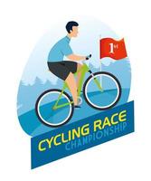 cycling race championship poster with man in bike vector