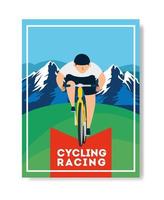 cycling racing poster with man in bike and landscape