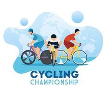 cycling championship poster with cyclists vector