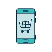 smartphone device with cart shopping isolated icon vector