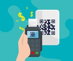 escanear código qr con datáfono vector