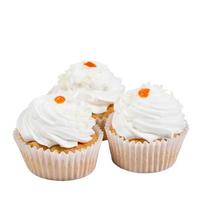 Delicious homemade cupcake isolated on white. photo