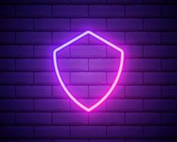 shield icon. Elements of web in neon style icons. Simple icon for websites, web design, mobile app, info graphics isolated on brick wall. vector