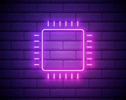 Chip, core neon icon. Simple thin line, outline vector of web design development icons for ui and ux, website or mobile application isolated on brick wall