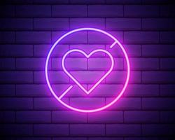 la prohibición del amor icono de neón. elementos del conjunto de prohibición. icono simple para sitios web, diseño web, aplicaciones móviles, gráficos de información aislados en la pared de ladrillo vector