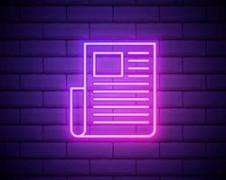 editorial, newspaper neon icon. Elements of editorial design set. Simple icon for websites, web design, mobile app, info graphics isolated on brick wall vector