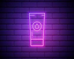 a bottle of cream icon. Elements of Bottle in neon style icons. Simple icon for websites, web design, mobile app, info graphics isolated on brick wall vector