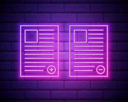 resume of the employee icon. Elements of HR and Heat hunting in neon style icons. Simple icon for websites, web design, mobile app, info graphics isolated on brick wall background vector