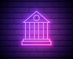 bank building icon. Elements of web in neon style icons. Simple icon for websites, web design, mobile app, info graphics isolated on brick wall vector