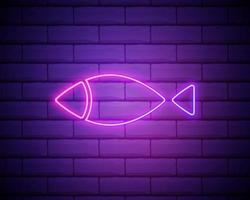 christian fish outline icon. Elements of religion in neon style icons. Simple icon for websites, web design, mobile app, info graphics isolated on brick wall. vector