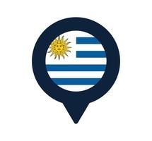 icono de puntero de mapa y bandera de uruguay. diseño de vector de icono de ubicación de bandera nacional, pin de localizador gps. ilustración vectorial