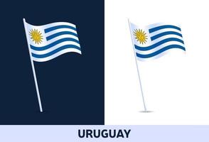 uruguay vector flag. Waving national flag of Italy isolated on white and dark background. Official colors and proportion of flag. Vector illustration.