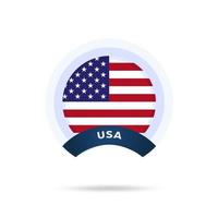 usa national flag Circle button Icon. Simple flag, official colors and proportion correctly. Flat vector illustration.