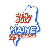 maine state 4th of july independence day with map and USA national color 3D shape of US state Vector Illustration