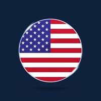 usa national flag Circle button Icon. Simple flag, official colors and proportion correctly. Flat vector illustration.