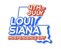 louisiana state 4th of july independence day with map and USA national color 3D shape of US state Vector Illustration