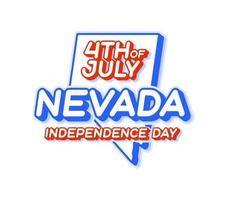 Estado de nevada 4 de julio día de la independencia con mapa y color nacional de EE. UU. forma 3d de la ilustración de vector de estado de EE. UU.