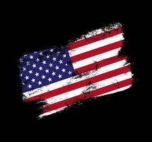 Fondo de pincel de grunge de bandera de Estados Unidos. Ilustración de vector de bandera de pincel viejo. concepto abstracto de origen nacional.