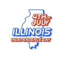 illinois state 4th of july independence day with map and USA national color 3D shape of US state Vector Illustration