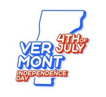 Estado de Vermont 4 de julio día de la independencia con mapa y color nacional de EE. UU. forma 3d de la ilustración de vector de estado de EE. UU.