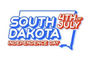 south dakota state 4th of july independence day with map and USA national color 3D shape of US state Vector Illustration