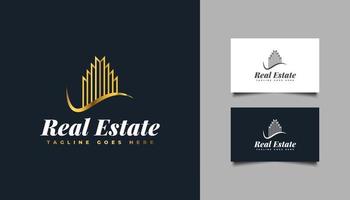 Luxury Gold Real Estate Logo Design. Construction, Architecture, Building, or House Logo vector