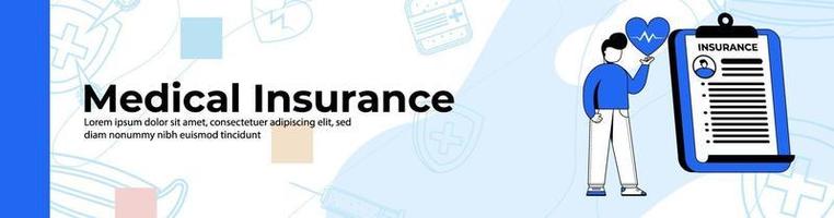Medical insurance Web Banner Design.a man with health insurance. header or footer banner.
