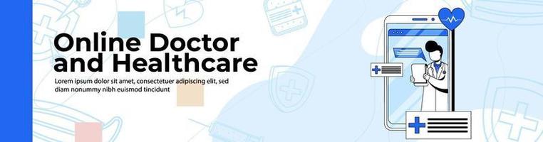 Online doctor and healthcare Web Banner Design header or footer banner. vector