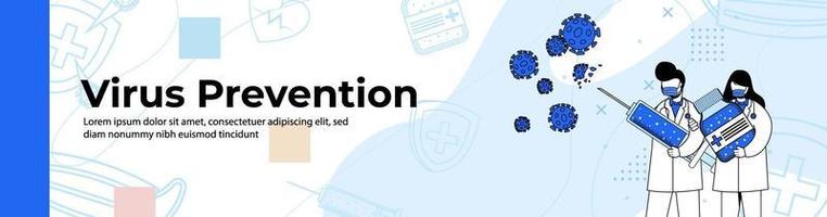 Virus Prevention Web Banner Design header or footer banner. vector