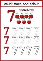 count trace and colour seven cherries vector