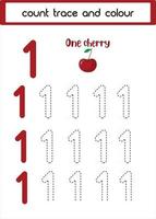 count trace and colour one cherry vector