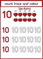 count trace and colour ten cherries vector