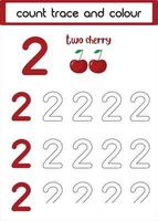 count trace and colour two cherries vector