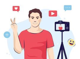 Man talking on a camera vector