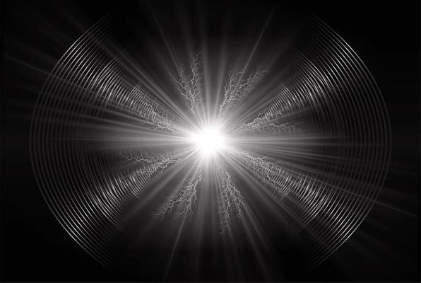 Sound waves oscillating dark light