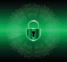 Closed Padlock on digital background, cyber security vector
