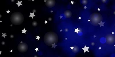 telón de fondo de vector azul oscuro con círculos estrellas ilustración con conjunto de coloridas esferas abstractas estrellas textura para cortinas de persianas de ventana