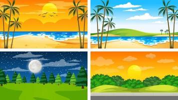 Four different scene of nature park and forest vector