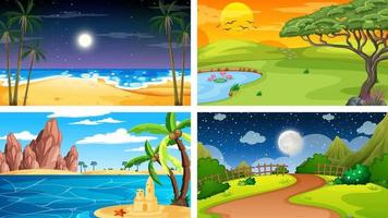 Four different scene of nature park and forest vector