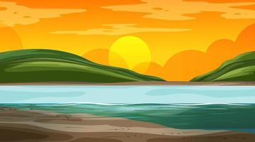 Blank nature landscape at sunset time scene with mountain background vector