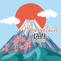 Mountain Day in Japan banner with Mount Fuji background vector