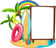 Summer beach theme with blank banner isolated on white background vector