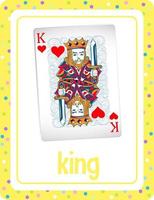 Vocabulary flashcard with word King vector